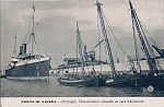 N� 1497 - Transatlantico atracado no Caes d'Alcantara - Edi��o F.A.Martins, Lisboa - Dim. 138x90 mm - Usado em 1909 - Col. A. Monge da Silva (cerca de 1905)
