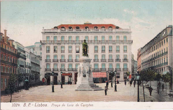 N� 1024 - Pra�a de Luis de Cam�es - Edi��o B.P. - Dim. 139x89 mm - Col. A. Monge da Silva (cerca de 1905)