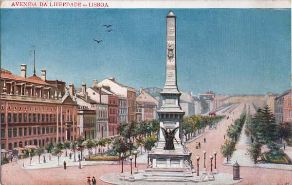 N� 1145 - Avenida da Liberdade - Edi��o Costa, Rua do Ouro, 295, Lisboa - Dim. 138x87 mm - Col. A. Monge da Silva (cerca de 1905)