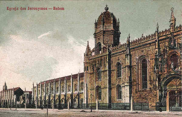 N� 1126 - Egreja dos Jeronymos, Belem - Edi��o Costa, Rua do Ouro, 295, Lisboa - Dim. 138x88 mm - Col. A. Monge da Silva (cerca de 1905)