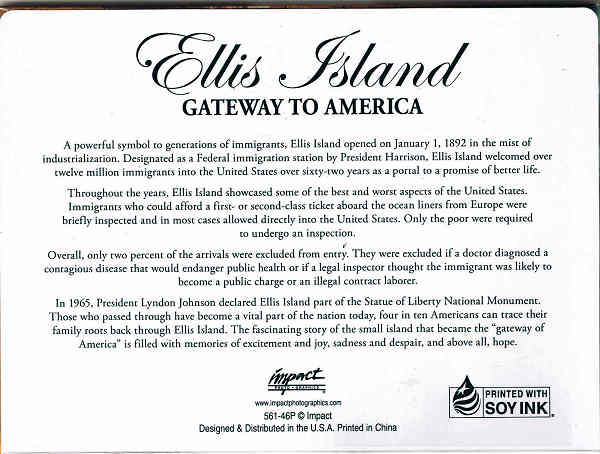 Pasta postal 12 POSTCARDS - Ellis Island GATEWAY TO AMERICA - Ed. Made Exclusively for the Ellis Island Museum Store - SD - Dim. 12,3x16,7 cm - Col. F�tima Manuela B�ia (2011)