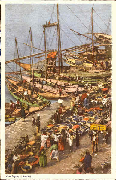 N� 127 - (Portugal) Porto - Mercado de fruta no cais da Ribeira - Ed. de C. Conseil de Vasconcelos - SD - Dim. 140x90 mm - Col. �nio Semedo