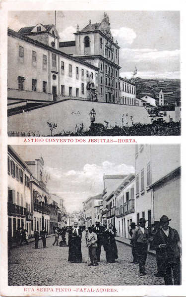 SN - Antigo convento dos jesuitas/Rua Serpa Pinto - Edi��o da Livraria d' O Telegrapho, Horta - Dim. 142x90 mm - Col. A. Monge da Silva (c. 1910)