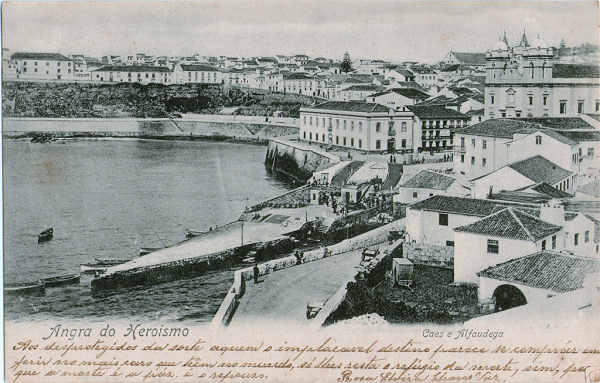 SN - Angra do Heroismo, Caes e Alfandega - Edi��o Papelaria Louren�o, Angra do Heroismo - Dim. 139x89 mm - Usado em 1903- Col. A. Monge da Silva (c. 1900)