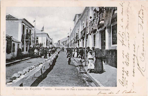 N� 16 - Angra do Heroismo, Festas do Esp�rito Santo - Edi��o da Loja do Buraco - Dim. 138x90 mm - Usado em 1906- Col. A. Monge da Silva- Dim. 136x88 mm - Edi��o da Loja- Carimbo Postal 19NOV1906 - Col. A. Monge da Silva (c. 1905)