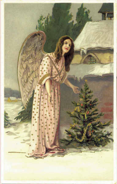 Serie 2180H - Anjo 5 (dourados em relevo) - Edi��o SB, Alemanha - Dim. 13,8 x 8,7 cm - Col A Monge da Silva (c. 1910)