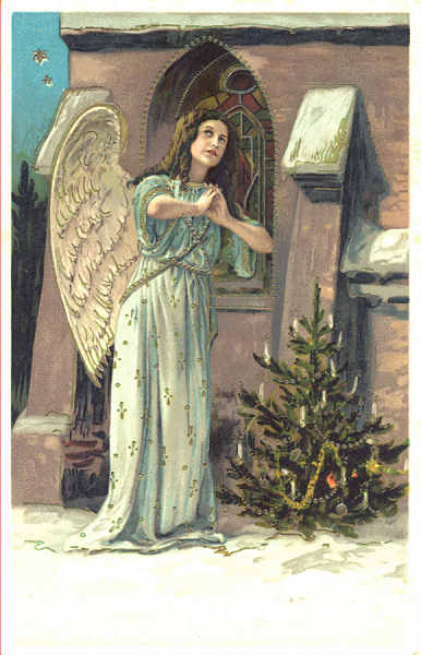 Serie 2180H - Anjo 6 (dourados em relevo) - Edi��o SB, Alemanha - Dim. 13,8 x 8,7 cm - Col A Monge da Silva (c. 1910)