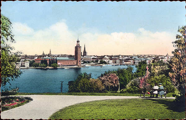 Nr 54/33 - Stockholm, Stadshuset fran s�der (C�mara Municipal) - Editor �Grafisk Konst� - Dim. 13,7x8,9 cm - Carimbo Postal 1960 - Col. A. Monge da Silva