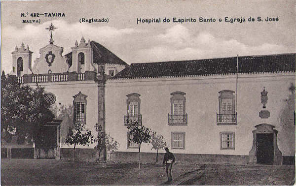 N.� 432 - Hospital do Esp�rito Santo e Egreja de S. Jos� - Dim. 137x87 mm em papel de fotografia - Edi��o Malva - Usado em 1910 - Col. A.Monge da Silva