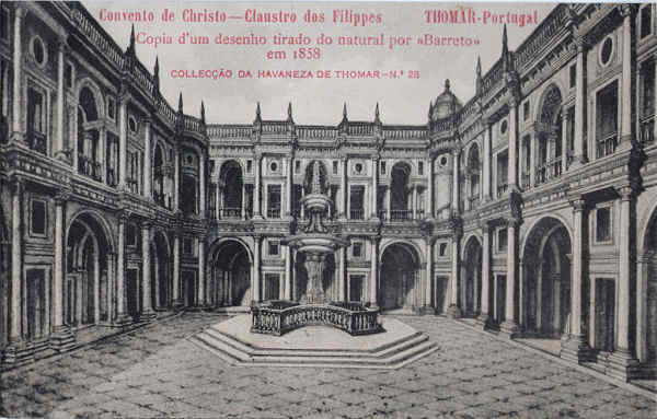 N� 28 - Convento de Christo, Claustro dos Filipes - Collec��o da Havaneza de Thomar - Dim. 138x88mm - Col. A. Monge da Silva (cerca de 1905)