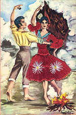 SN - Dan�ando a Sardada (Vestido e enfeites cosidos) - Ed. ? C. Rivas, Av Gaudi, 31 - Dim. 13,7x9 cm - Circulado em 1968 - Col. Monge da Silva