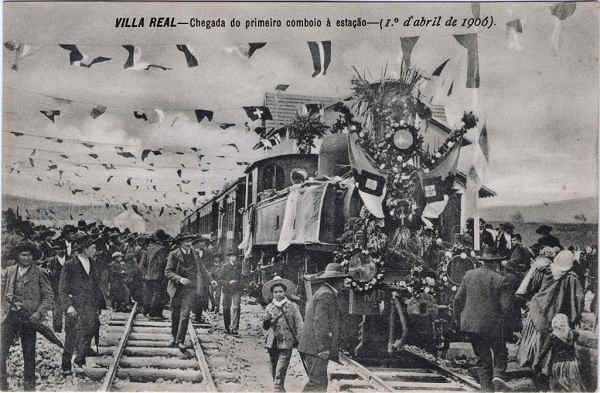 SN - Chegada do 1� comboio � esta��o (1� d'Abril 1906) - Editor desc. - Dim. 139x89 mm - Col. A. Monge da Silva