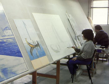 Pintura de painéis cerâmicos.