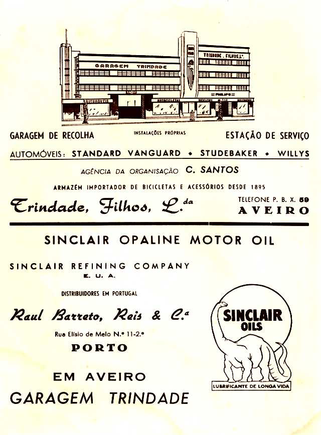 Publicidade existente na capa. Esta��o de servi�o que, na altura, existia na Av. Dr. Louren�o Peixinho. Clicar na imagem para passar ao menu de op��es.