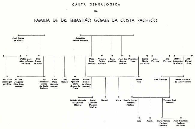 Carta geneal�gica da fam�lia de Dr. Sebasti�o Gomes da Costa Pacheco. Clicar para ampliar.