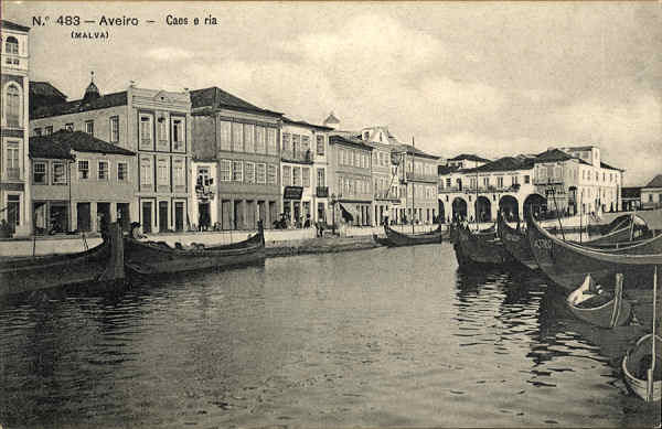 N.� 483 - Aveiro Caes e ria - Edi��o Malva - SD - Dim 13,6x8,8 cm. - Col.  FMSarmento.