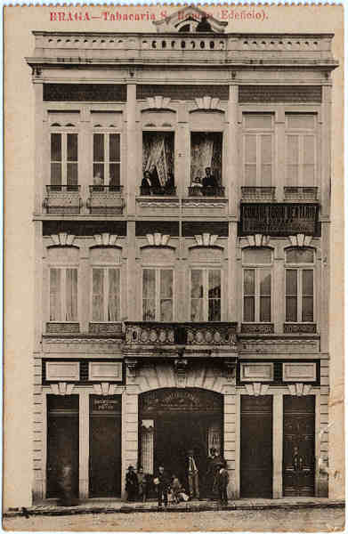SN - BRAGA-Tabacaria S. Rom�o (Edeficio) - Editor n�o indicado - SD - Dim. 8,9x13,8 cm. - Col. Jaime da Silva (Circulado em 1921)