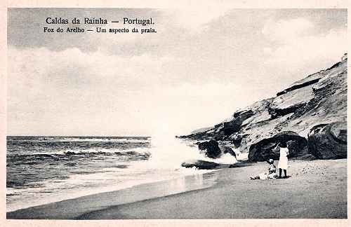 S/N - Caldas da Rainha - Portugal - Foz do Arelho - Um aspecto da praia - Edi��o Fernando Daniel de Sousa (cerca de 1910) - Dimens�es: 13,9x9,1 cm. - Col. Miguel Chaby.