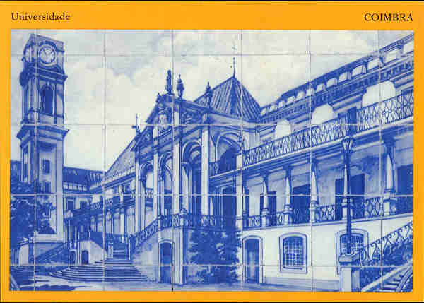N� 107 - COIMBRA. Universidade em painel de azulejos - Colec��o MARGRAP - SD - Dim. 15x10,5 cm - Col. A. Monge da Silva