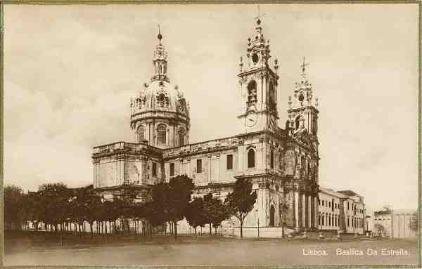 S/N - Lisboa. Basilica Da Estrella - Sem Editor - S/D - Dimens�es: 13,5x8,6 cm (bordo dourado) - Col. Aur�lio Dinis Marta.