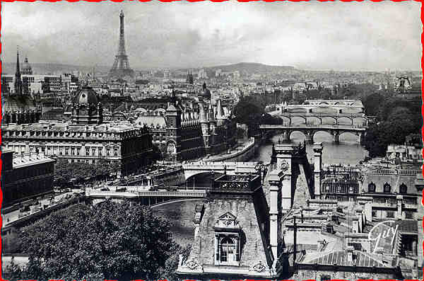 N� 3066 - Paris. Perspectiva das sete pontes - Edit Andr� Laconte, Paris - Circulado em 1951 - Dim. 13,6x8,9 cm - Col. Am�lcar Monge da Silva