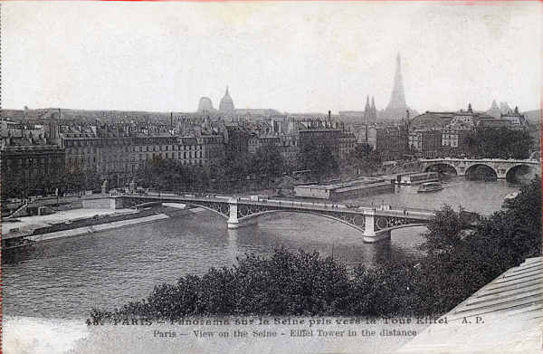 N� 45 - Paris, Panorama sur la Seine pris vers la Tour Eiffel  A.P. - Carmault Paperhin �diteur, Paris - Dim. 13,5x8,8 cm - Col. A. Monge da Silva (cerca de 1905)