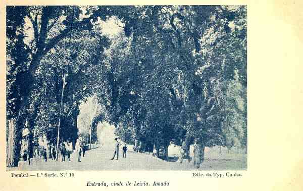 Pombal - 1� S�rie. N.� 10 - Entrada, vindo de Leiria. Amado. - Edi��o da Typ. Cunha - S/D - Dimens�es: 14,1x8,9 cm. - Col. �nio Curvo Semedo.