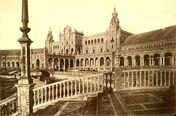 S/N - Sevilla: Exposici�n Ibero-Americana. Un aspecto de la Plaza de Espa�a - Edi��o J. B. G. 1929 - Dimens�es: 13,7x9,1 cm. - Col. F�tima B�ia. 