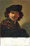 N� 29729 - Rembrandt, auto retrato - Edi��o Stengel & Co, Dresden - Dim. 14x9 cm - Col. Am�lcar Monge da Silva (cerca de 1910)