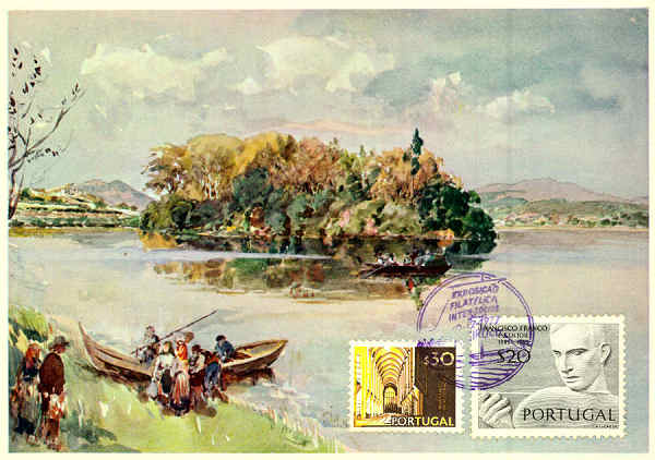 IRG 10 - Ilha dos Amores. Gondar�m. Aguarela de Roque Gameiro - Edi��o da Administra��o Geral dos CTT - S/D - Dimens�es: 14,7x10,5 cm. - Col. Carvalhinho.