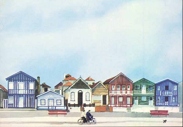 S/N - Costa Nova-�lhavo. Aguarela 1984. Paulo Ossi�o - Edi��o da Galeria "A GRADE", Aveiro - S/D - Dimens�es: 15x10,5 cm. - Col. �nio Semedo