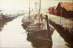 N.� 14 - AVEIRO Portugal  Canal de S. Roque. �leo sobre madeira de C�ndido Teles, 1984 - Edi��o da Livraria Estante, Aveiro - S/D - Dimens�es: 15x10 cm. - Col. �nio Semedo.