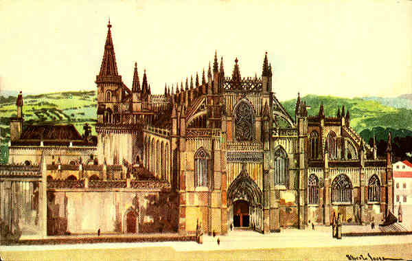 N� 444 - PORTUGAL Mosteiro da Batalha BATALHA - Editor n�o indicado - Reprod Alberto Costa, 1935 - SD - Dim. 9x14 cm. - Col. FMSarmento