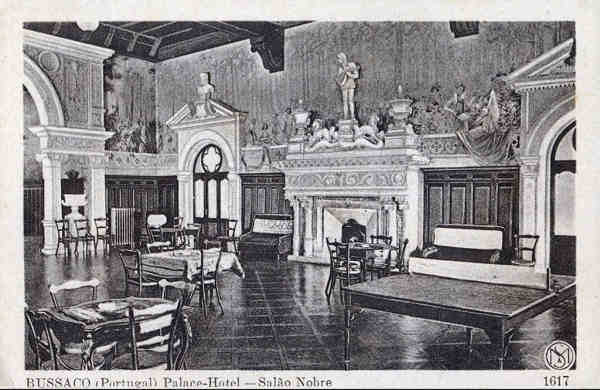 N� 1617 - Bussaco. Palace Hotel. Sal�o Nobre - Edi��o Martins & Silva, Lisboa - Dim. 14x9 cm - Col. A. Monge da Silva (circulado cerca de 1910)