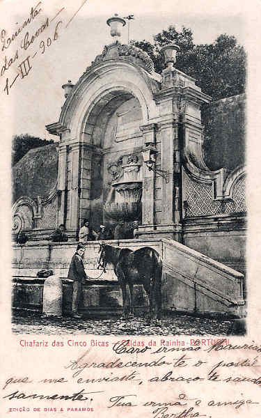 S/N - Portugal-Caldas da Rainha-Chafariz das cinco bicas - Editor Dias & Paramos (Editado em 1904) - Dimens�es: 9x14 cm. - Col. Miguel Chaby