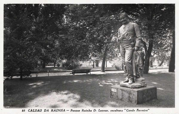 N.� 58 - Portugal Caldas da Rainha. Parque Rainha D. Leonor. Escultura Conde Ferreiro - Editor Passaporte Loty (Editado em 1951) - Dimens�es: 9x14 cm. - Col. Miguel Chaby
