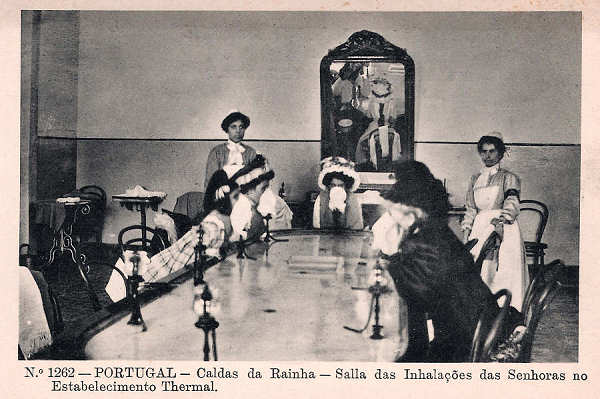 N.� 1262 - Portugal Caldas da Rainha Sala de Inhala��es das Senhoras no Estabelecimento Thermal - Editor Alberto Malva (Editado em 1910) - Dimens�es: 9x14 cm. - Col. Miguel Chaby