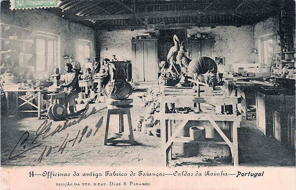 N.� 14 - Portugal Caldas da Rainha Officinas da Antiga F�brica de Faian�as - Editor Dias e Paramos (Editado em 1906) - Dimens�es: 9x14 cm. - Col. Miguel Chaby