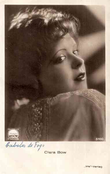 N.� 5100 - Clara Bow Films Paramount - Sem indica��o da Edi��o - S/D - Dimens�es: 9x14,1 cm. - Col. Carneiro da Silva (d�cada de 1930 - Filme: Cabelos de Fogo)