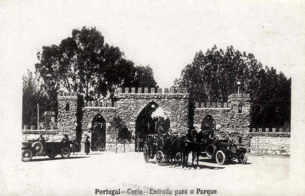 N� 02 - Portugal - Curia - Entrada para o Parque - Ed. Bazar Soares - Porto - Dim. 13,8x9,2cm - Circ. 10-1929 - Col. A. Sim�es(306).