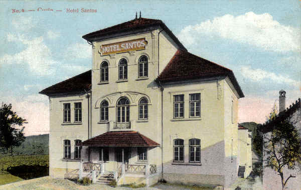 N� 02 - Curia. Hotel Santos - Ed. Bazar Soares, Porto - Dim.14.0x8,8 cm - Circ. 6-1917 - Col. A. Sim�es (004-2).