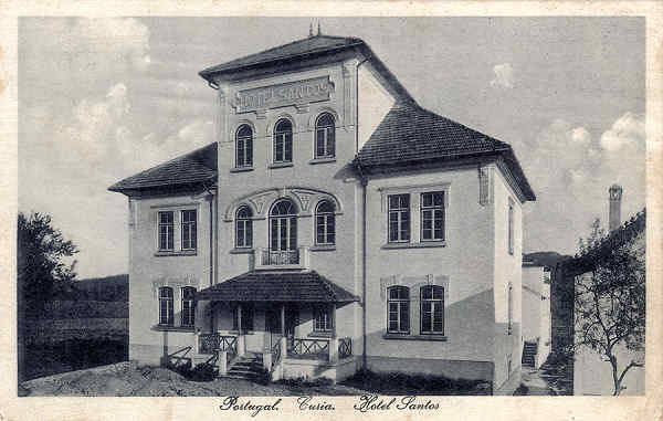 SN - Portugal. Curia. Hotel Santos - Ed. Bazar Soares, Porto - Dim.14.0x8,8 cm - Circ. 6-1917 - Col. A. Sim�es (004-1).