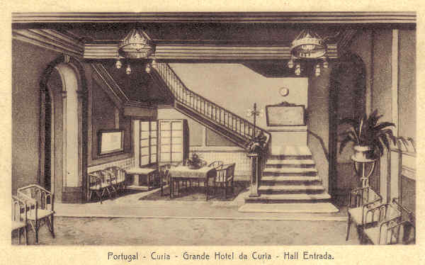 SN - Portugal - Curia - Grande Hotel da Curia - Hall de Entrada - Editor n�o indicado - Dim. 14,0x9,0 cm - Circ. 8-1940 - Col A. Sim�es (285)