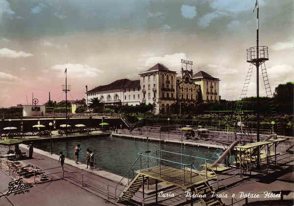 SN -Curia-piscina praia e Palace Hotel - Ed.. da Junta de Turismo da Curia - Dim.14,7x10,3 cm - Col. A. Sim�es (335-3).