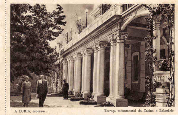 SN - A CURIA espera-o. Terraco monumental do Casino e Balneario - (caderneta) - Ed Grande Bazar Arte Regional E F N - 14,5x9,7 cm. - Col. A. Sim�es (418).