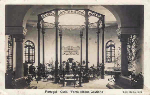SN - Portugal - Curia. Fonte Albano Coutinho - Ed. Bazar Soares, Porto - Curia - Gerez - Dim.13,8x8,7 cm - Circ. 1922 - Col. A Sim�es (017-3).