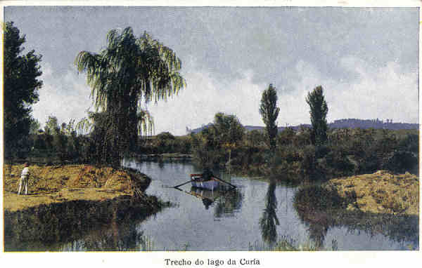 N� 05 -Trecho do Lago da Curia - Edi��o Sociedade das �guas da Curia (cerca de 1915) - Dim. 13.8x9,0 cm - Col. A. Sim�es (041)