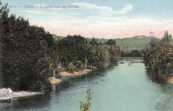 N� 06 - Curia - O grande lago das thermas - Ed. Bazar Soares, R. 31 de Janeiro 234 - Porto - (Foto Soares, Curia) - Dim. 13,9x9,0 cm - Col. A. Sim�es (064).