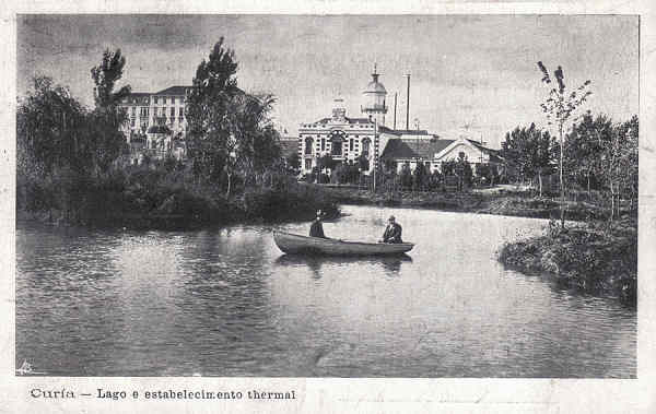 SN - Curia - Lago e estabelecimento thermal - S. Edit. - Dim. 13,9x8,9 cm - Circul. 19.. - Col. A. Sim�es (028).