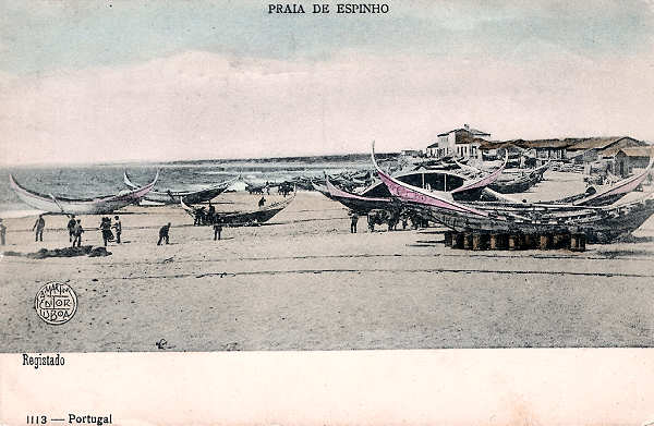 N� 1113 - Portugal. Espinho - Praia de Espinho (Colorido) - Editor F. A. Martins - Dim. 9x14  cm - Col. Miguel Chaby